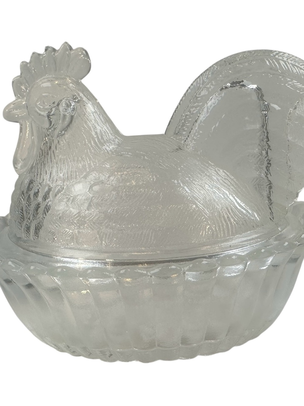 Rosso Westmoreland Clear Crystal Rooster on Basket Nest New USA